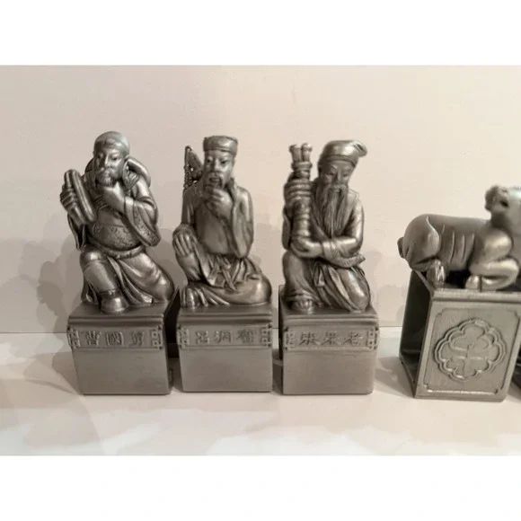 Tumasek Solid Pewter – Eight Immortals & Auspicious Animals (Set of 6)